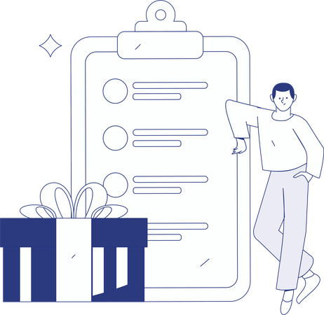 Chica con perspectivas de cliente  Ilustración