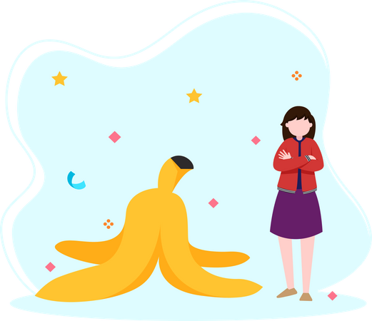 Chica con cáscara de plátano  Ilustración