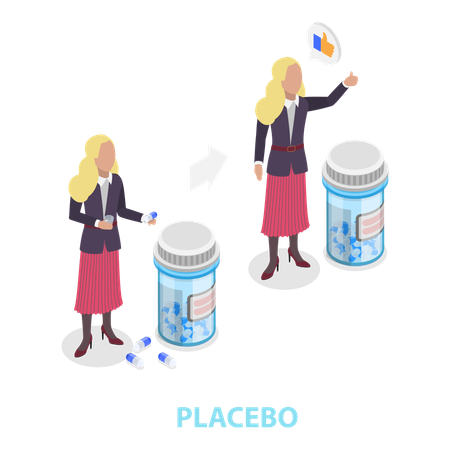 Chica con placebo y nocebo  Ilustración