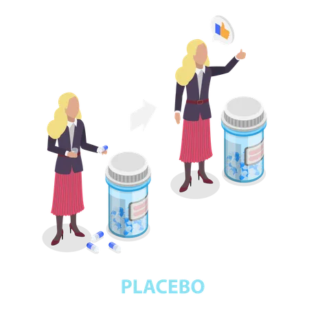 Chica con placebo y nocebo  Ilustración