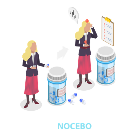 Chica con placebo y nocebo  Ilustración