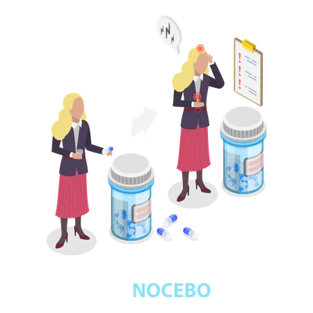 Chica con placebo y nocebo  Ilustración