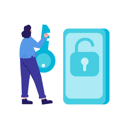 Chica con seguridad móvil  Illustration