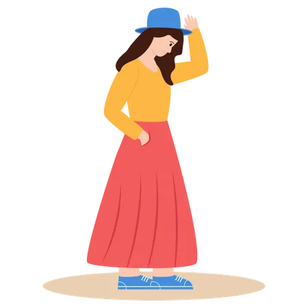 Chica con sombrero  Ilustración
