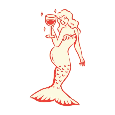 Chica con temática de sirena  Ilustración