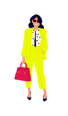 Chica con traje amarillo  Ilustración