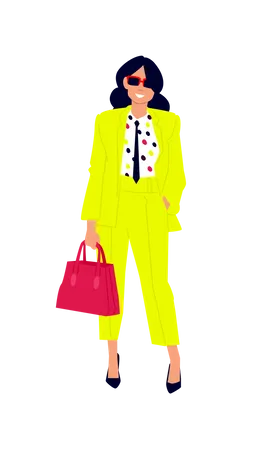 Chica con traje amarillo  Ilustración