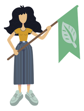 Chica concienciando sobre la ecología  Ilustración