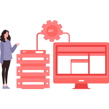 Chica configurando servidor API  Illustration