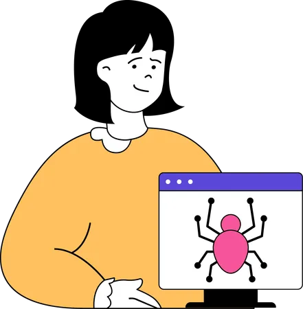 Chica tiene error en el sitio web  Ilustración