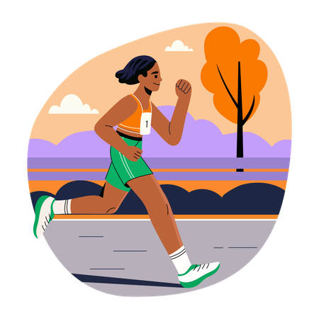 Chica corriendo maratón  Ilustración