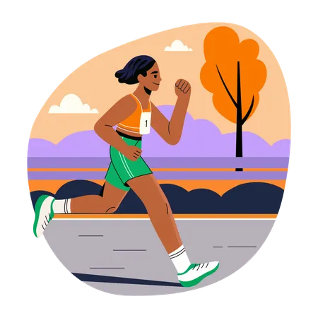 Chica corriendo maratón  Ilustración