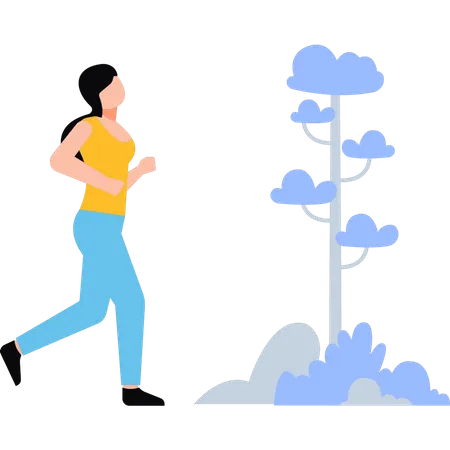 Chica corriendo para estar en forma  Ilustración