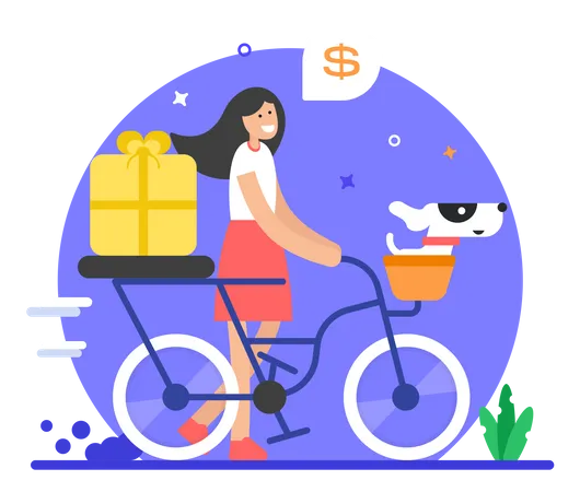 Chica de compras  Ilustración