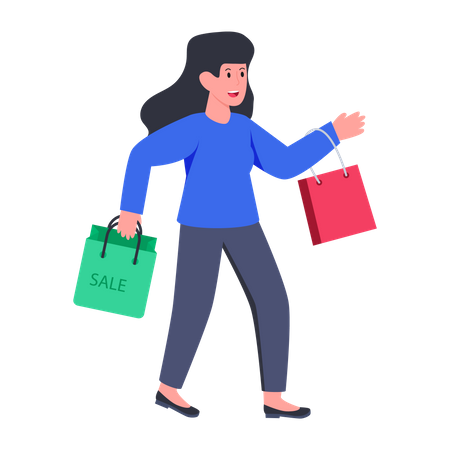 Chica de compras  Ilustración