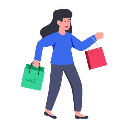 Chica de compras  Ilustración