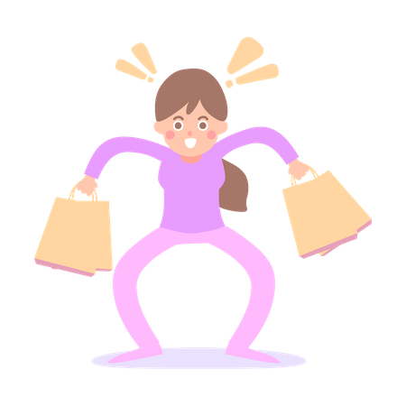 Chica de compras en oferta  Ilustración