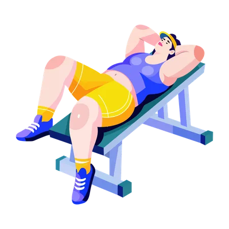 Chica de gimnasio descansando en el gimnasio  Ilustración