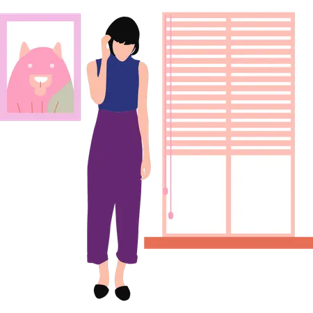 La chica de moda posa tímida  Ilustración