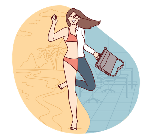 Chica de vacaciones de negocios  Ilustración