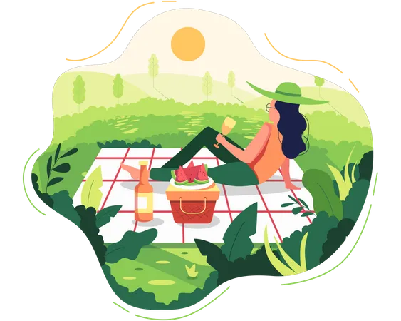 Chica de picnic  Ilustración