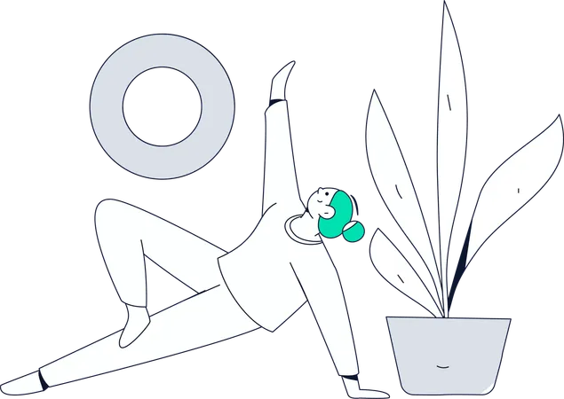 Chica de yoga haciendo ejercicio matutino  Ilustración