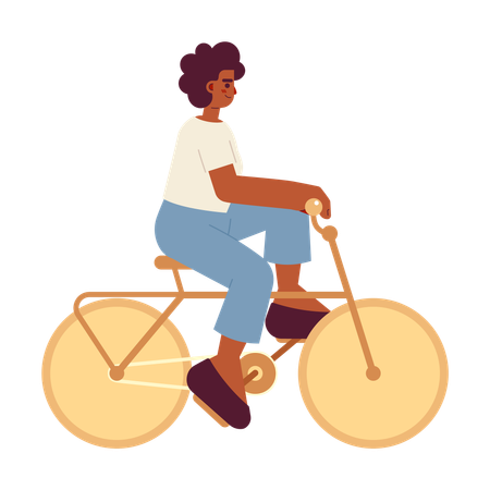 Chica deportiva afroamericana en bicicleta  Ilustración