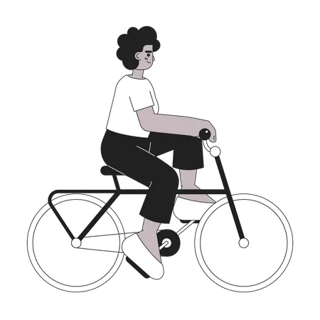 Chica deportiva afroamericana en bicicleta  Ilustración