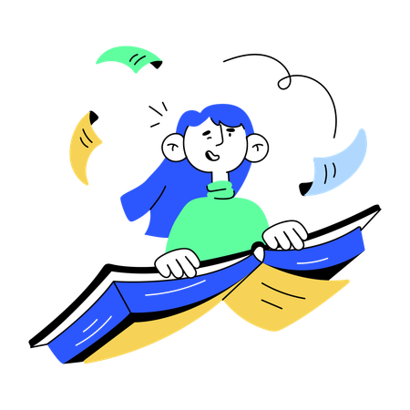 Chica disfrutando del aprendizaje  Ilustración