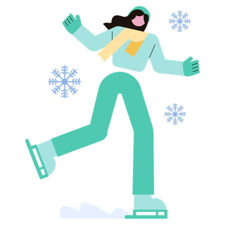 Niña disfrutando del patinaje sobre hielo  Ilustración