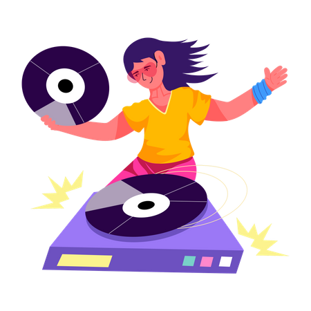 Chica dj  Ilustración