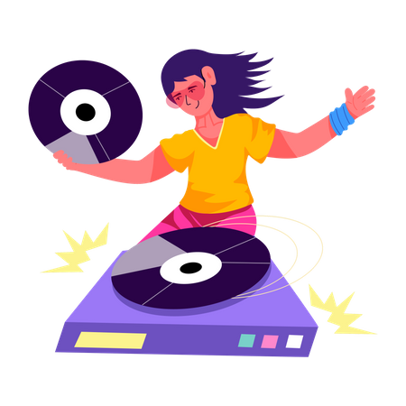 Chica dj  Ilustración