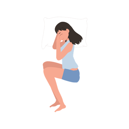 Chica durmiendo en una cama  Ilustración