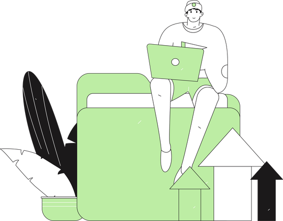 Chica haciendo asamblea virtual  Ilustración