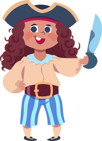 Chica disfrazada de pirata  Illustration