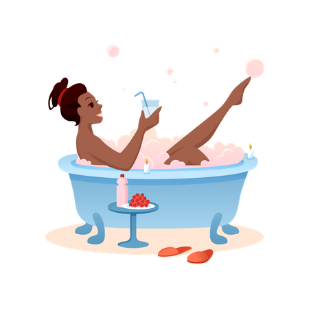 Chica en la bañera  Ilustración