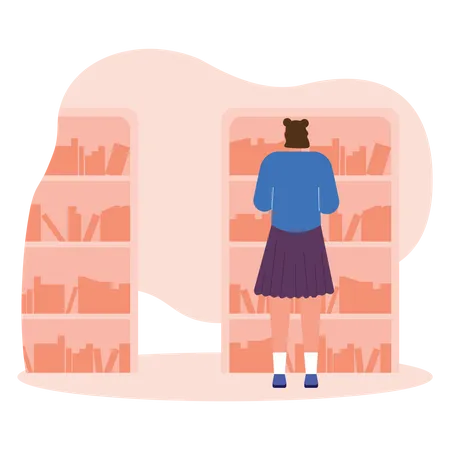 Chica en la biblioteca  Ilustración