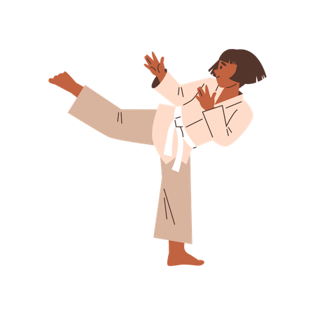 Chica en pose de karate  Ilustración