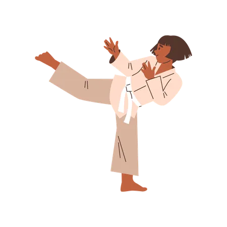 Chica en pose de karate  Ilustración