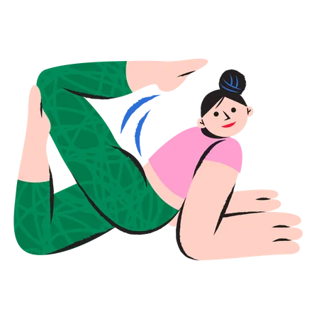 Chica en pose de yoga  Ilustración