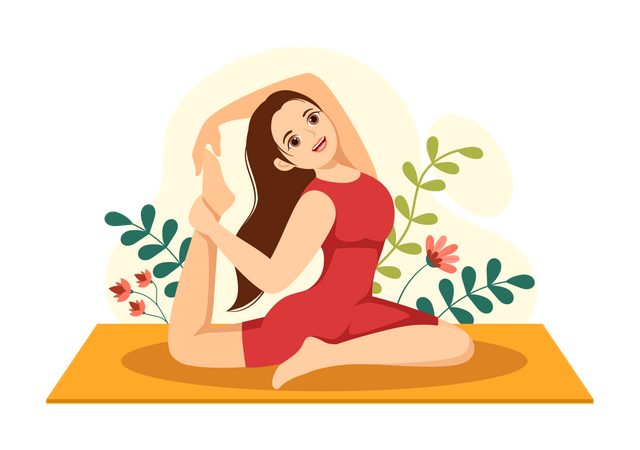 Chica en pose de yoga  Ilustración