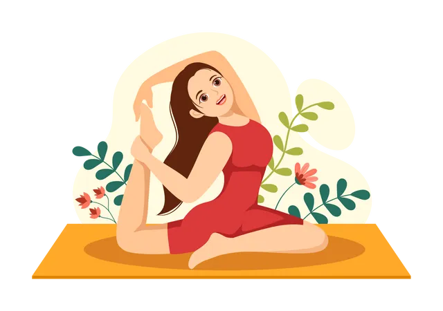 Chica en pose de yoga  Ilustración