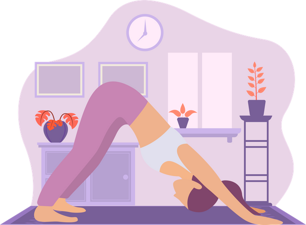 Chica en posición de yoga  Ilustración