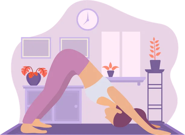 Chica en posición de yoga  Ilustración