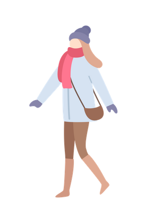 Chica en ropa de invierno  Ilustración