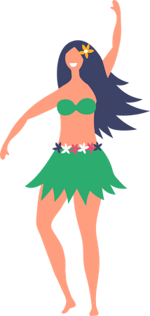 Chica en tela de hula hawaiana  Ilustración