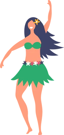 Chica en tela de hula hawaiana  Ilustración