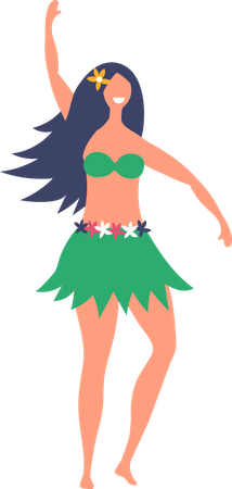 Chica en tela de hula hawaiana  Ilustración