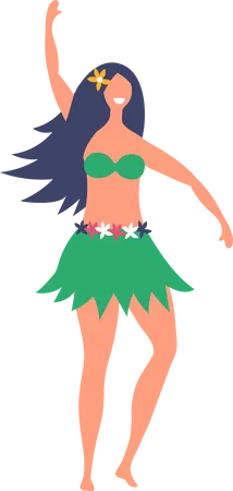 Chica en tela de hula hawaiana  Ilustración