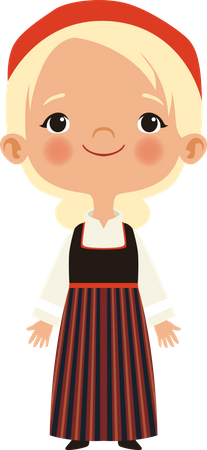 Chica en tela de nacionalidades  Ilustración